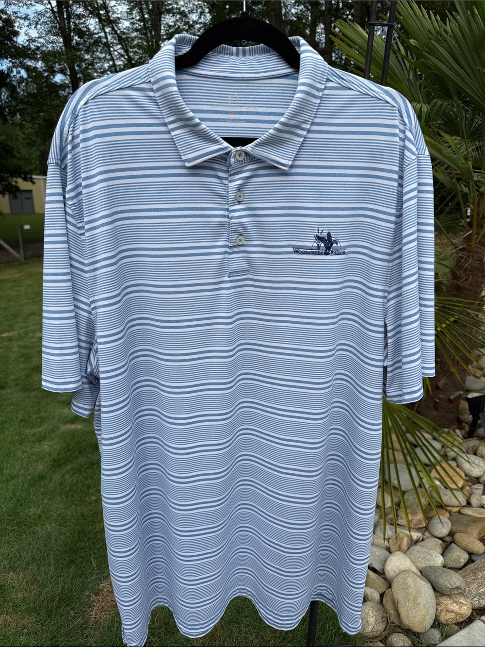 Southern Tide Blue & White Striped Polo Shirt